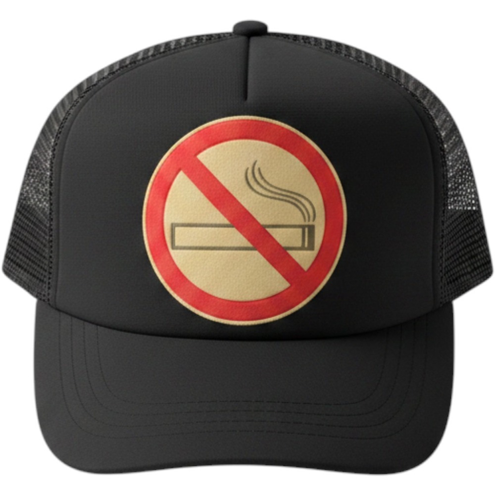 Vintage Just 4 You No Smoking Trucker Hat Black Mesh Snapback Cap Made in Taiwan